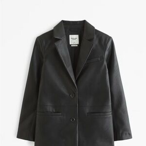 Abercrombie & Fitch Black Vegan Leather Blazer